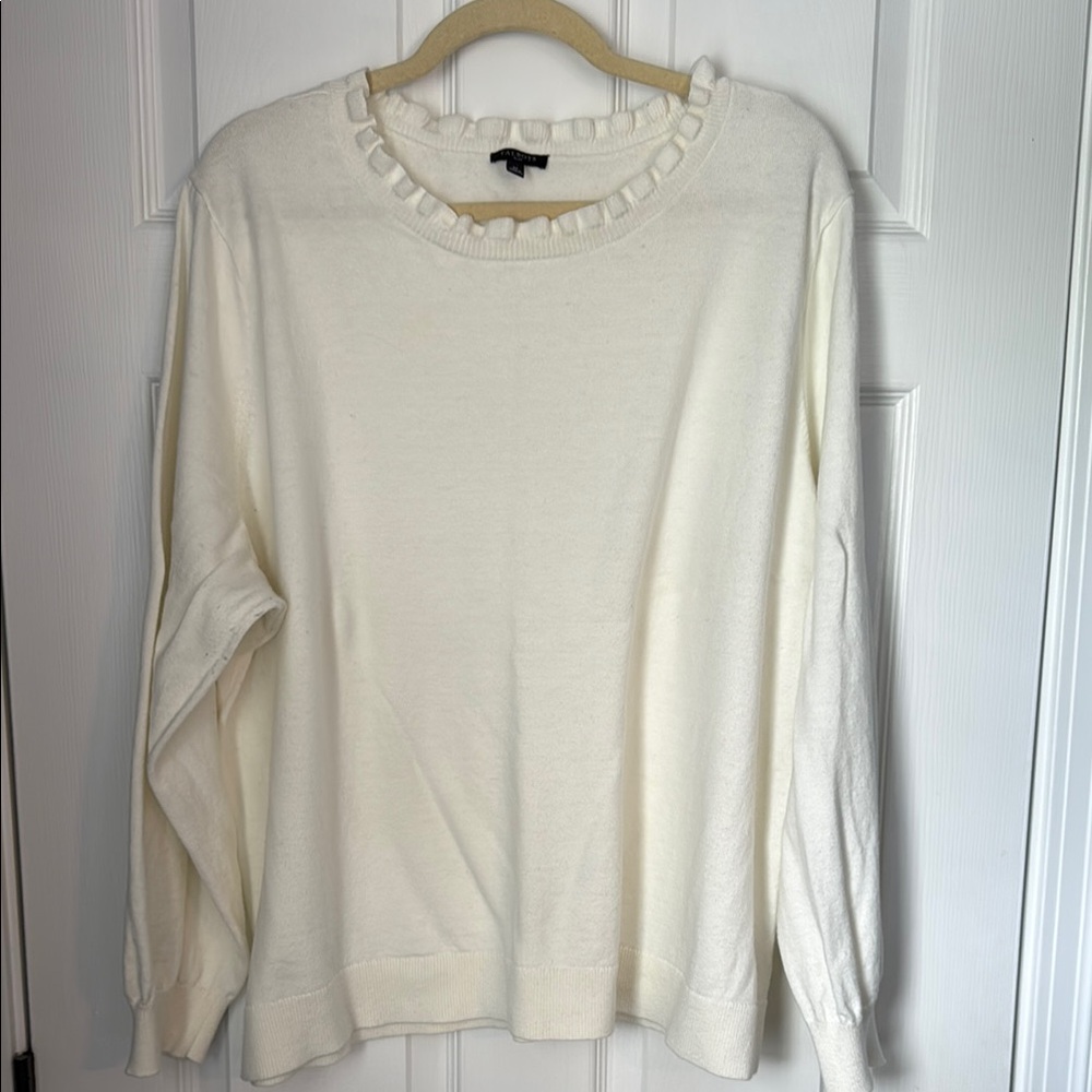 Talbots cream Ruffle Neck Sweater